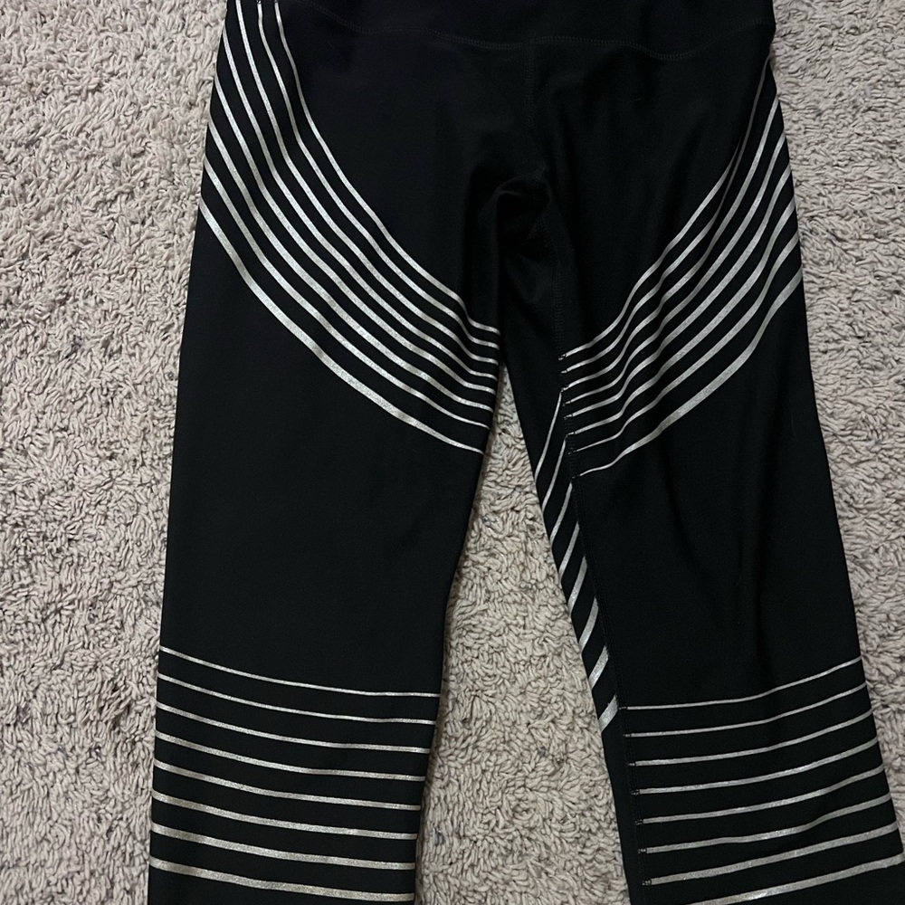 Silver and black capris
